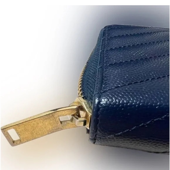 YSL Navy Zippy Wallet w/ Box + Dustbag - Picture 4 of 7